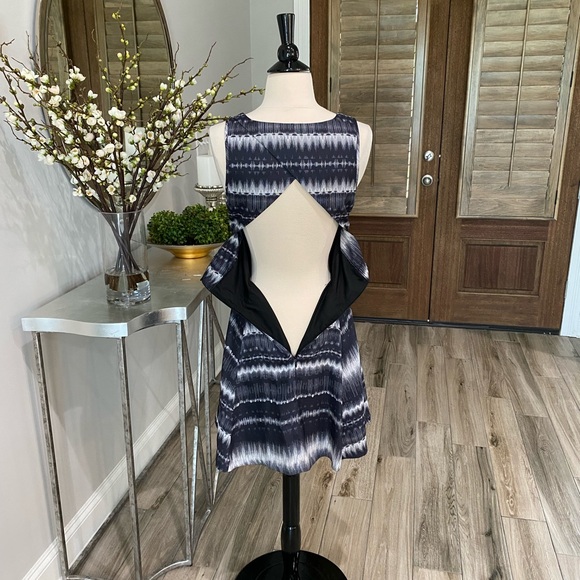 BB DAKOTA Sleeveless Peek-A-Boo Front and Back Blue/Gray and White Dress Size 4 - Picture 4 of 6